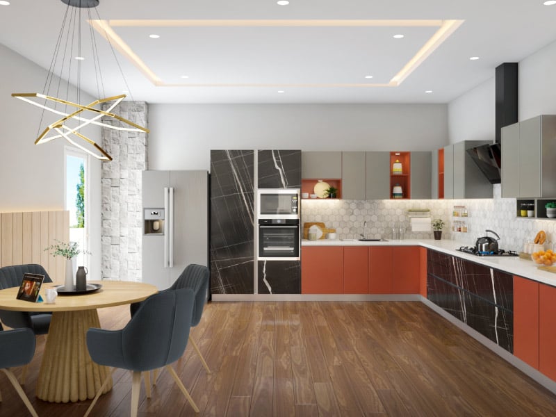 L Shaped Kitchen - Modular Kitchen
